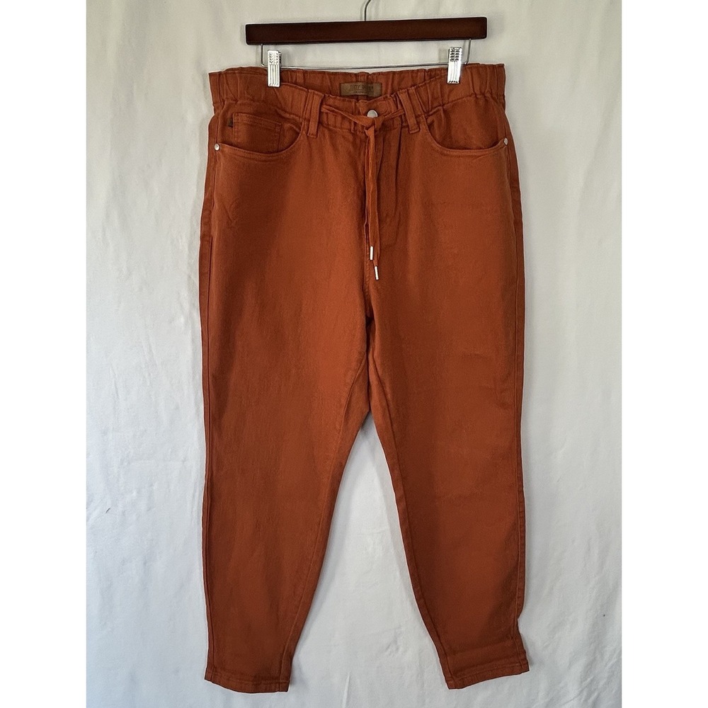 Judy Blue Double Cuff Joggers Burnt Orange Draw String Pockets Cotton Blend Size